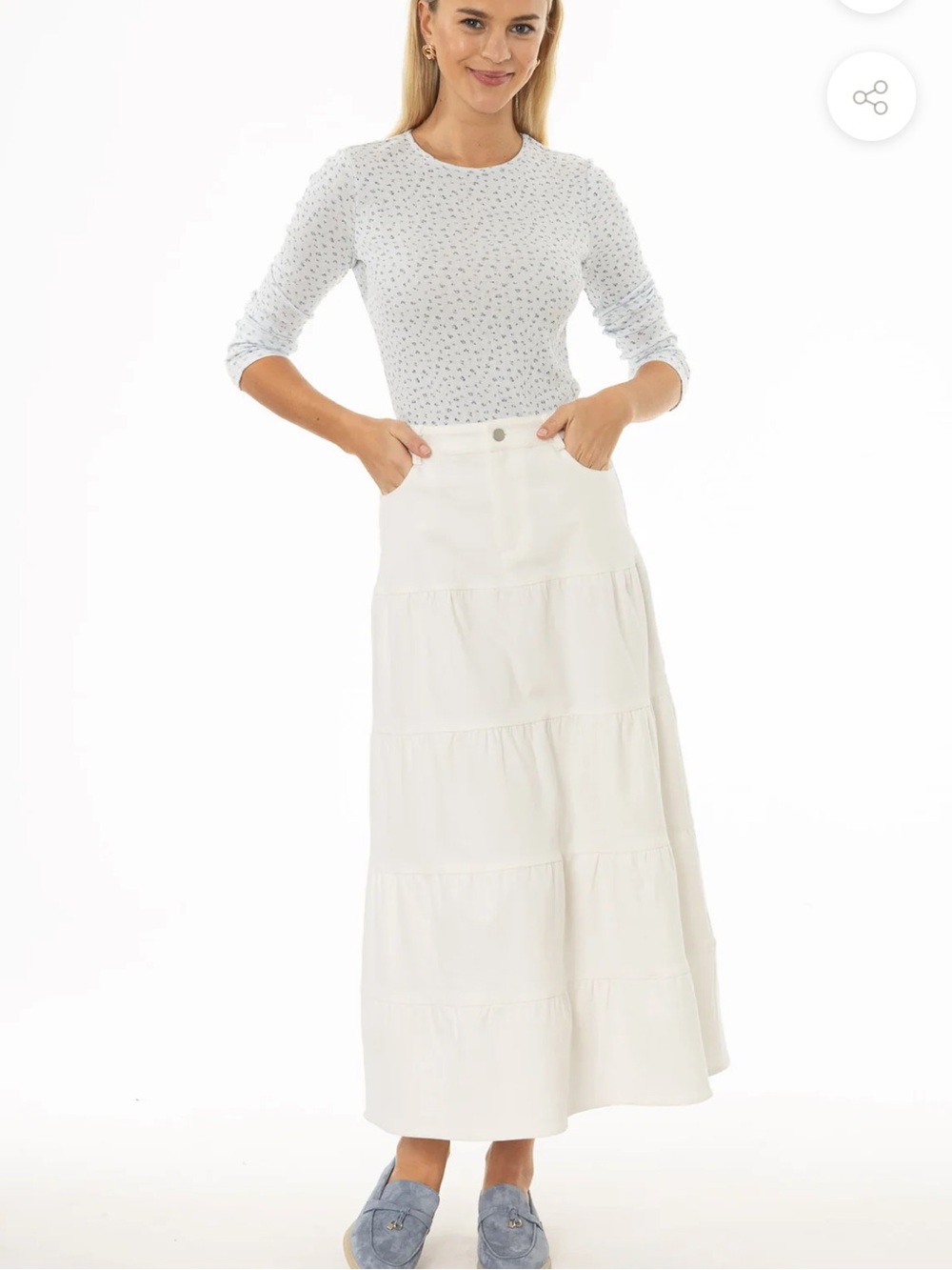 Dress Blank White Tiered Maxi Skirt